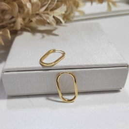 ARGOLA OVAL  FIO BATIDO  2,4CM  BANHADO A OURO 18K