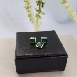 CONJUNTO PEDRA ESMERALDA PRATA