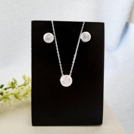 CONJUNTO ZIRC PEDRA CRISTAL PRATA