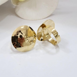 Anel chapa redondo banhado a ouro 18k