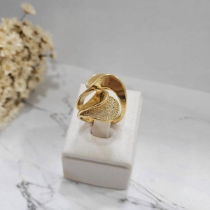 Anel circulos liso e cravejado banhado a ouro 18k