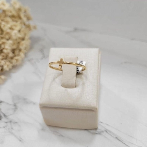 ANEL COM CRUCIFIXO PEQUENO BANHADO A OURO 18K