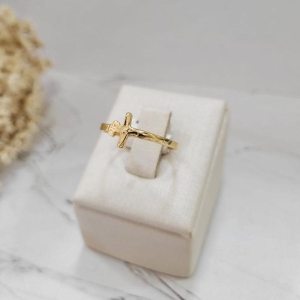 ANEL CRISTO BANHADO A OURO 18K