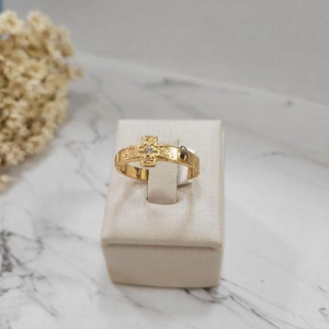ANEL CRUZ COM ZIRCÔNIA BANHADO A OURO 18K