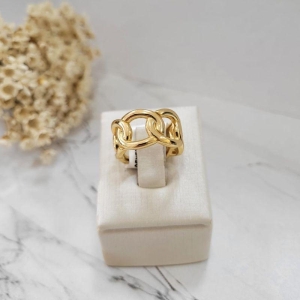 ANEL ELOS GRANDES ENTRELAÇADOS BANHADO A OURO 18K