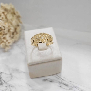 Anel  ourinho chapa vazada trabalhada  banhado a ouro 18k