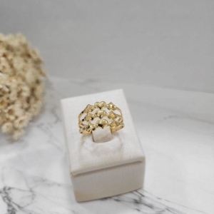 Anel ourinho com 9 coracoes banhado a ouro 18k