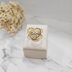 Anel ourinho coracao vazado trabalhado  banhado a ouro 18k