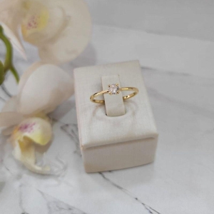 Anel solitario  4 garras fio quadrado 4mm