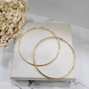 ARGOLA FIO REDONDO 6CM REDONDA FECHADA BANHADO A OURO 18K