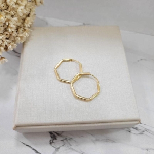 ARGOLA HEXAGONAL 2,3CM BANHADO A OURO 18K