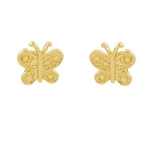 Brinco borboleta pequena com antenas banhado a ouro 18k
