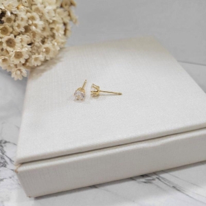 Brinco ponto de luz cristal 5mm banhado a ouro 18k