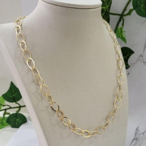 Choker elos ovais grandes com extensor banhado a ouro 18k35CM