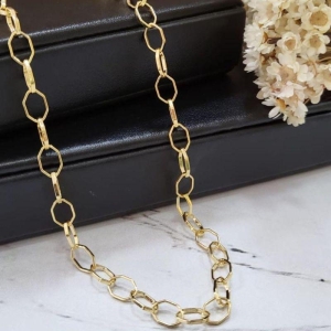 Colar elo sextavado banhado a ouro 18k