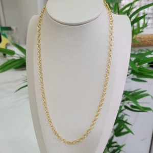 Corrente elo portugues 4mm banhado a ouro 18K