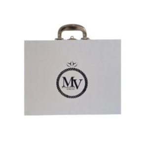 Maleta dupla pequena na cor creme com logomarca