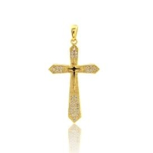 PINGENTE CRUCIFIXO CRAVEJADO BANHADO A OURO 18K