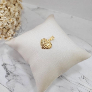 PINGENTE OURINHO CORACÃO CHEIO C/ LINHAS BANHADO A OURO 18K