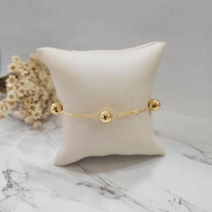 Pulseira cartie com quatro bolas lisas 8mm banhado a ouro 18k