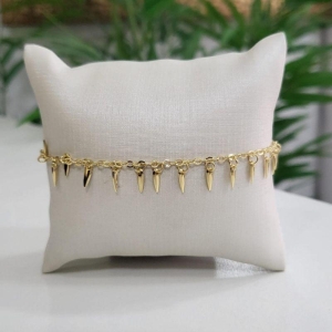 PULSEIRA GOTINHAS PONTUDAS BANHADA A OURO 18K TAM20CM