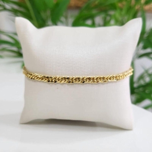 Pulseira masculina elo grumet dupla banhado a ouro 18k