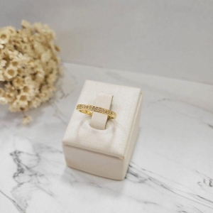 Anel   aparador 14 zirconias  banhado a ouro 18k