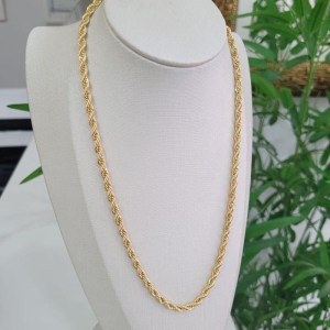 Corrente cordao baiano 4mm banhado a ouro 18k TAM45CM