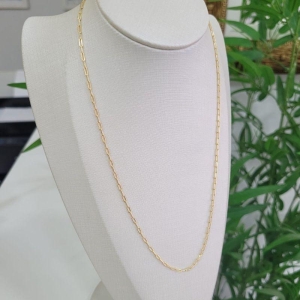 CORRENTE ELO CARTIE LONGA FINA BANHADA A OURO 18K TAM45CM
