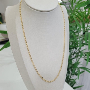 CORRENTE ELO LOSANGO  TRABALHADA BANHADA A OURO 18K TAM45CM