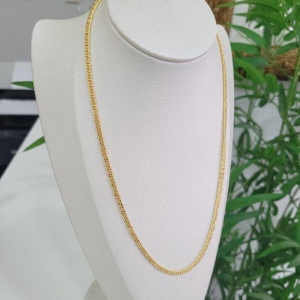 Corrente grume dupla lixada banhado a ouro 18k TAM45CM