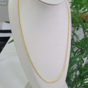 Corrente losanglo duplo laminado fio 0.50 banhado a ouro 18k TAM50CM