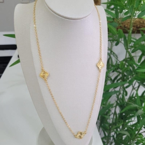 Gargantilha vintage alhambra trevo banhado a ouro 18k TAM80CM