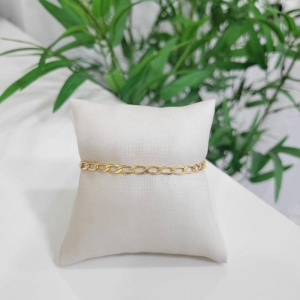 Pulseira masculina elo longo grossa banhado a ouro 18k 19CM