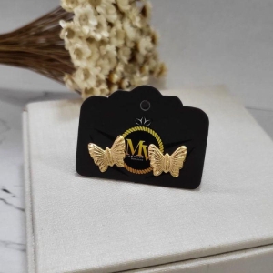 BRINCO OURINHO BORBOLETA PEQUENA RISCADA BANHADO A OURO 18K