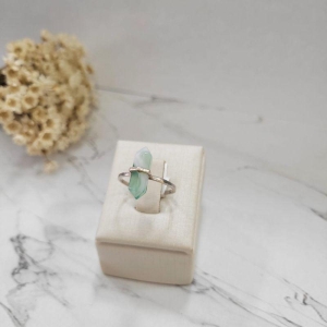 ANEL DE PRATA PALITO MENOR PEDRA SEXTAVADA QUARTZO VERDE