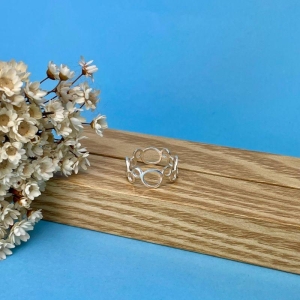 Anel  geometrico circulos grandes e pequenos  prata 925