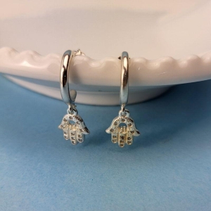 ARGOLINHA PINGENTE MÃO DE FÁTIMA PRATA 925