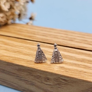 BRINCO NOSSA SENHORA APARECIDA PRATA 1CM