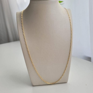Corrente elo cartie fina longa 0.50 banhada a ouro 18k TAM60CM
