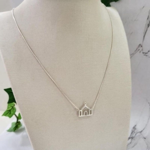GARGANTILHA COM PINGENTE IGREJA PRATA 925 TAM45CM