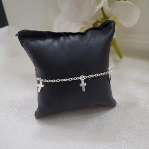 PULSEIRA COM 5 CRUZES PEQUENAS PRATA 925 TAM20CM