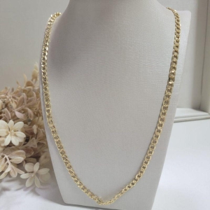CORRENTE ELO GRUMET TRABALHDADA BANHADA A OURO 18K TAM60CM
