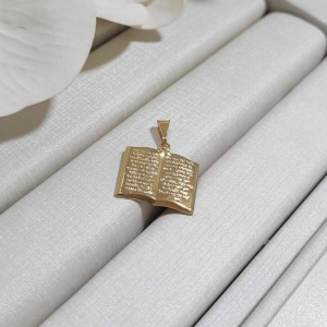 PINGENTE BIBLIA PAI NOSSO BANHADO A OURO 18K