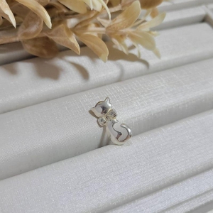 PINGENTE DE PRATA 925 GATO COM ZIRCÔNIA