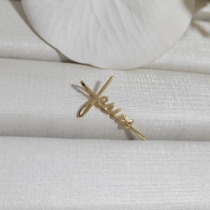 PINGENTE NOME JESUS BANHADO A OURO 18K