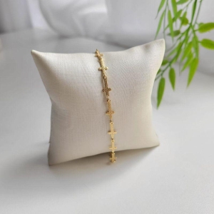PULSEIRA CRUZES COM EXTENSOR BANHADO A OURO 18K TAM18CM