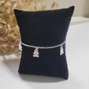 Pulseira infantil com pingentes de ursinhos prata 925 14CM