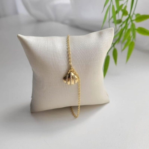 TORNOZELEIRA CONCHA CRAVEJADA BANHADA A OURO 18K TAM25CM