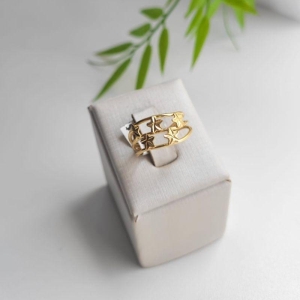 ANEL OURINHO COM CINCO ESTRELAS BANHADO A OURO 18K